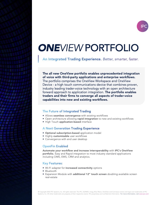 Voice Trading Platform - OneView brochure page 2