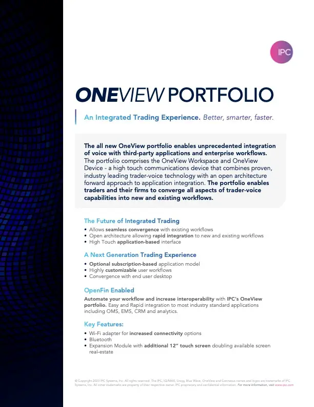 Voice Trading Platform - OneView brochure page 2